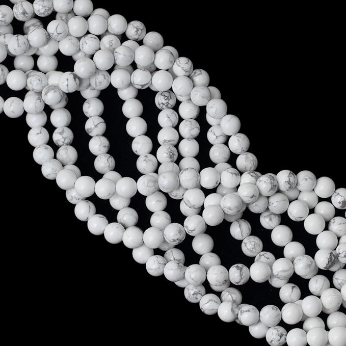 8mm 45PCS Natural White Howlite Gemstone Round Loose Stone Beads - Image 4