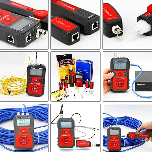 NOYAFA NF-858C Network Cable Tester Multifunctional with VFL Function,RJ11 RJ45 BNC,POE Voltage Testing Trace Cable Line Locator for Telephone/Ethernet/LAN Coax Cable Rechargeable Anti-Interference