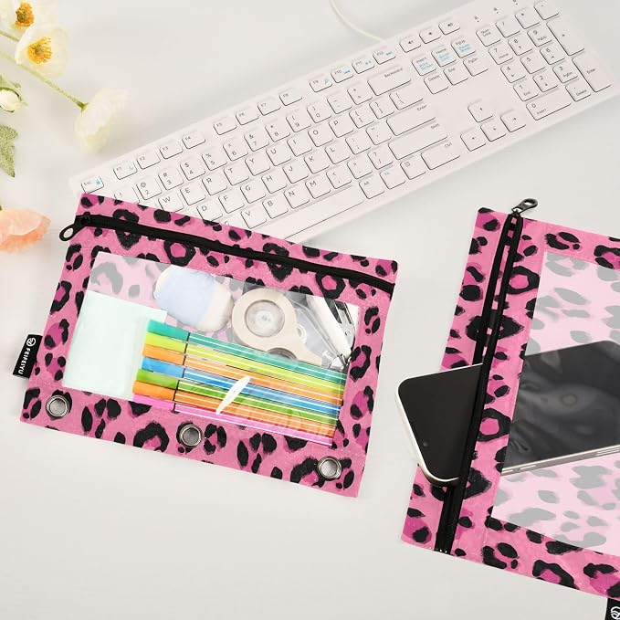 Custom Hot Pink Black Leopard Print Pencil Pouch - Image 5