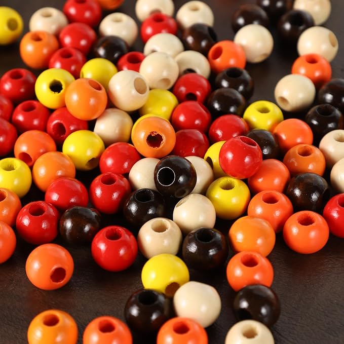 240pcs 16mm Wooden Beads Fall Wood Beads 6 Colors Hole:6mm Round Spacer Beads - Image 6