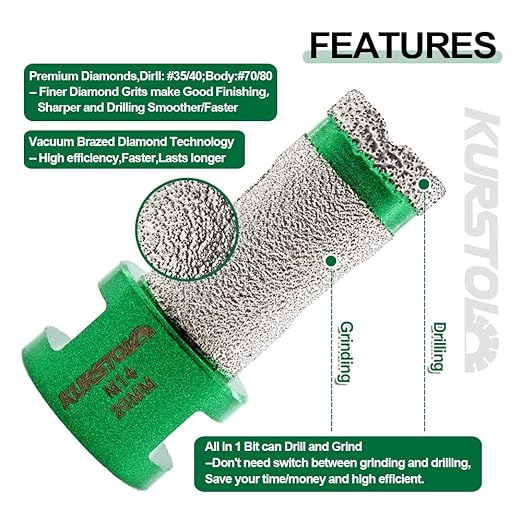 Diamond Core Drill Bits - 4/5"Versatile Drilling Milling Bit+2" Beveling Chamfer Bit+SDS Adapter to 5/8-11" Thread Tile Hole Saw Kit for Porcelain Ceramic Tile Granite Marble Angle Grinder