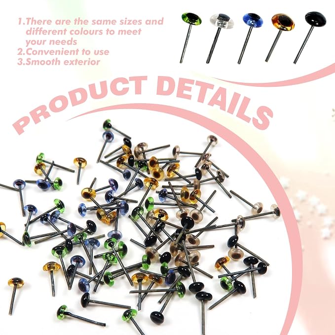 TOAOB 100pcs 3mm Glass Eyes Kits Mixed Colors - Image 3