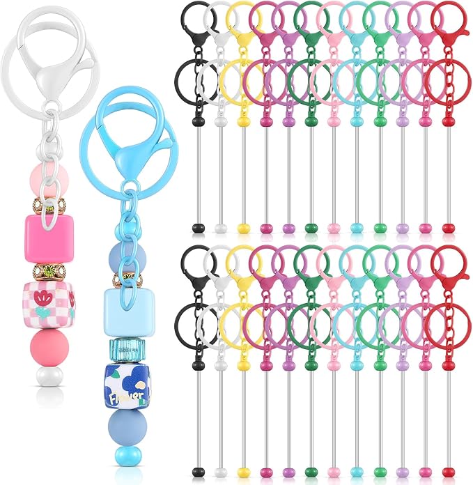 Tondiamo 24 Pcs Beadable Keychain Bars Bulk Beads by Tondiamo