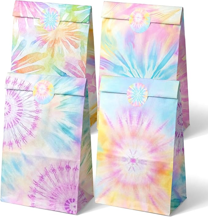Tie Dye Party Favor Bags – 24 Pcs Pastel Gift Bags by Outego