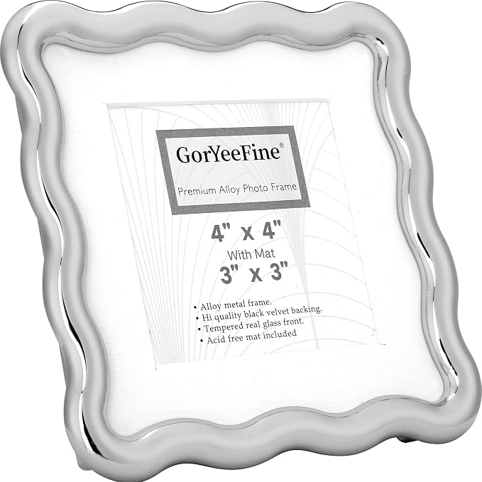 High-End Silver 4x4'' Square Zinc Alloy Picture Frames, - Image 9