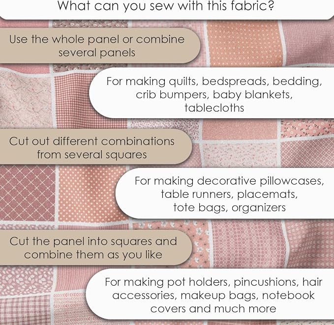 Cotton Satin Patchwork Fabric Panel – 35 Designs, 20×20 cm Squares, Single - Image 6