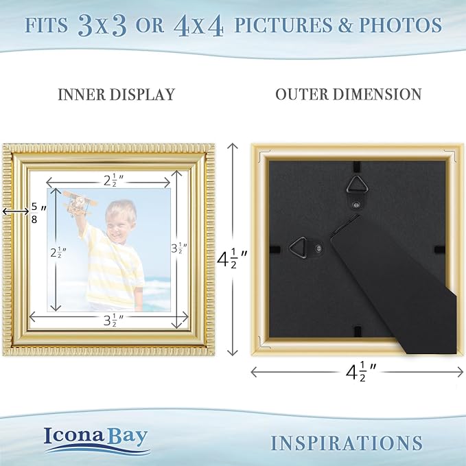 4x4 Picture Frames with 3x3 Mat, 6 Pack, Contemporary, Inspirations | These - Image 3