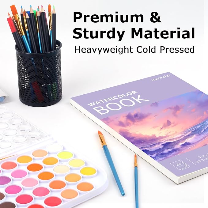 Watercolor Paper Pad 9x12, 140lb/300gsm Cold Press Drawing Paper, 20 Sheets - Image 4