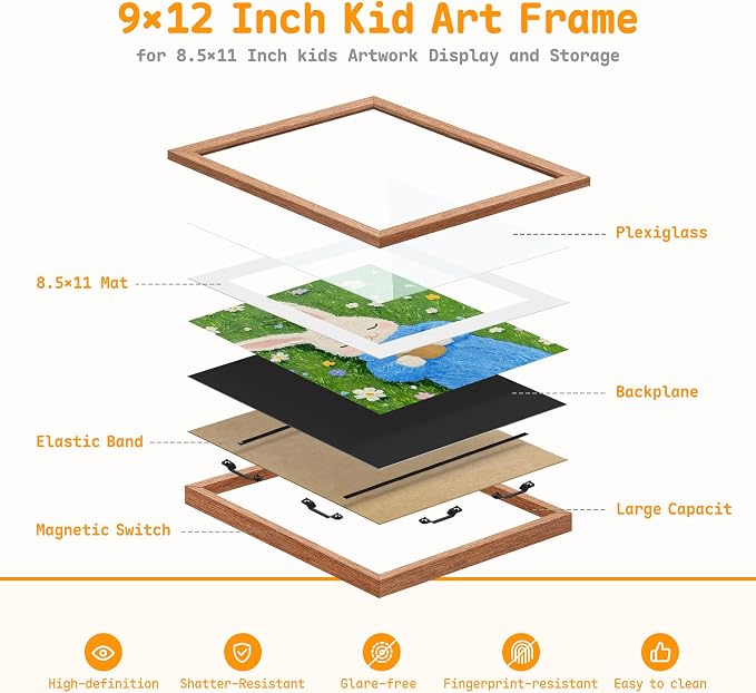 8 Pack Kids Artwork Frames Changeable 8.5 x 11 Inch Children Art Projects - Image 8