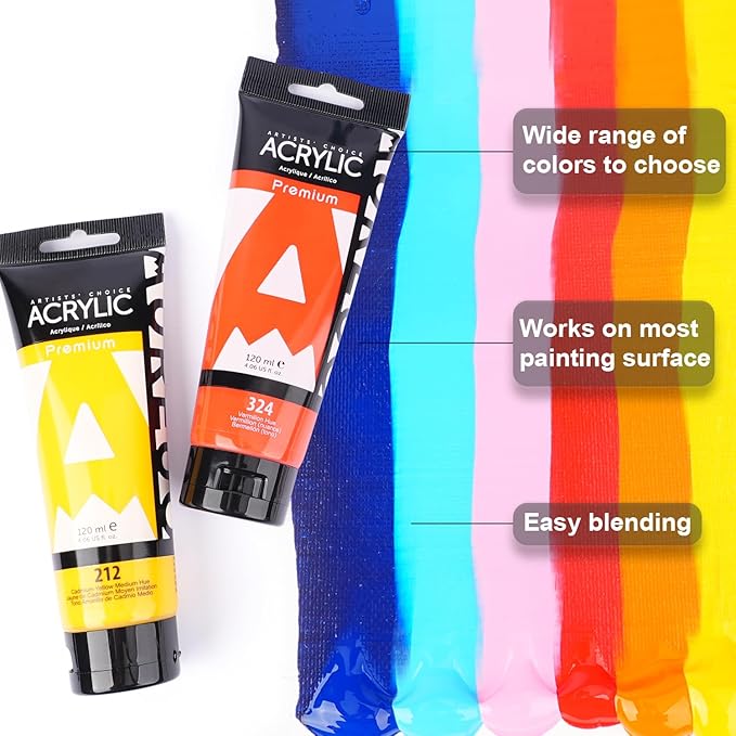AUREUO Cobalt Blue Hue Acrylic Paint, 4 Fl Oz / 120ml Single Tube, Rich Pigment - Image 5