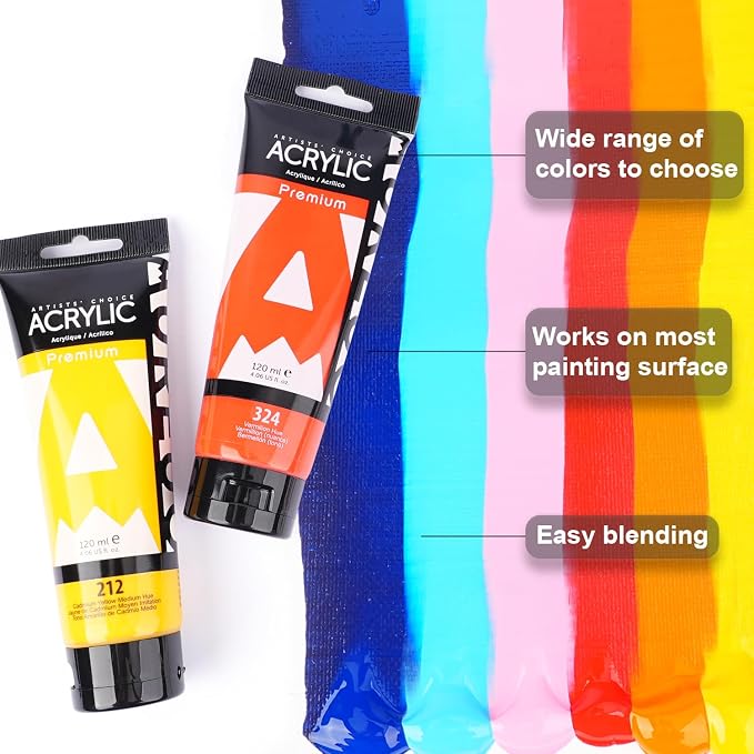 AUREUO Black Acrylic Paint Set, 4 Fl Oz / 120ml 2 Lamp Black Tubes, Rich - Image 5