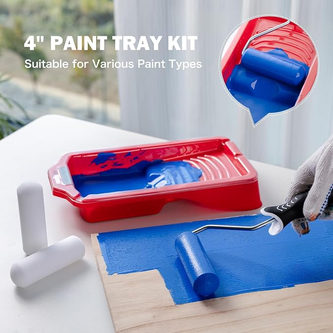 Mister Rui 11-Piece Foam Paint Roller Kit, 4-Inch Roller - Image 3
