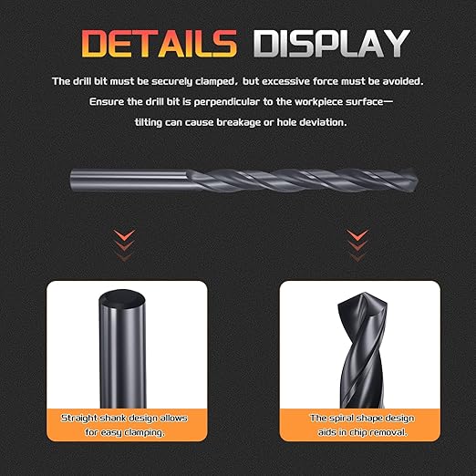 Drill Bit, 9/32" Cutting Diameter, 4241 HSS Nitriding Black 118° Cutting Angle Versatile Jobber Bits - (Applications: for Drilling Plastic Wood Soft Metal), 12-Pieces