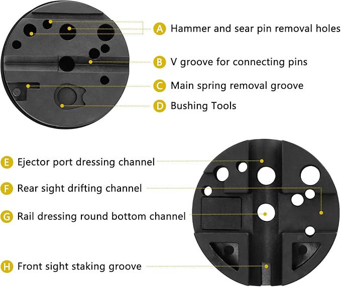 Pridefend Punch Set, Roll Pin Punch Set Made of Solid Material,Including Steel Pin Punch Set, Roll Pin Starter Punch and Hammer,with Organizer Storage Box (with Bench Block)