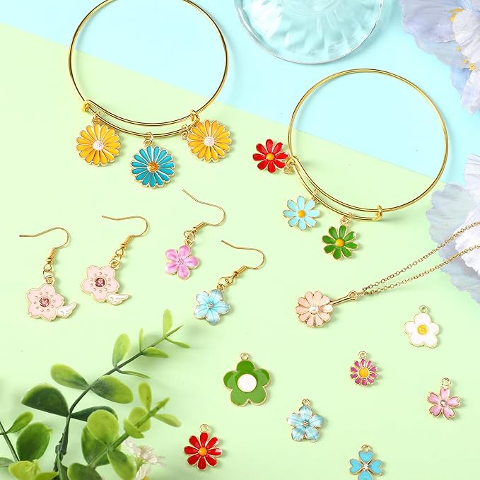 MARFOREVER 40 Pcs/20 Pairs Flower Charms - Image 5