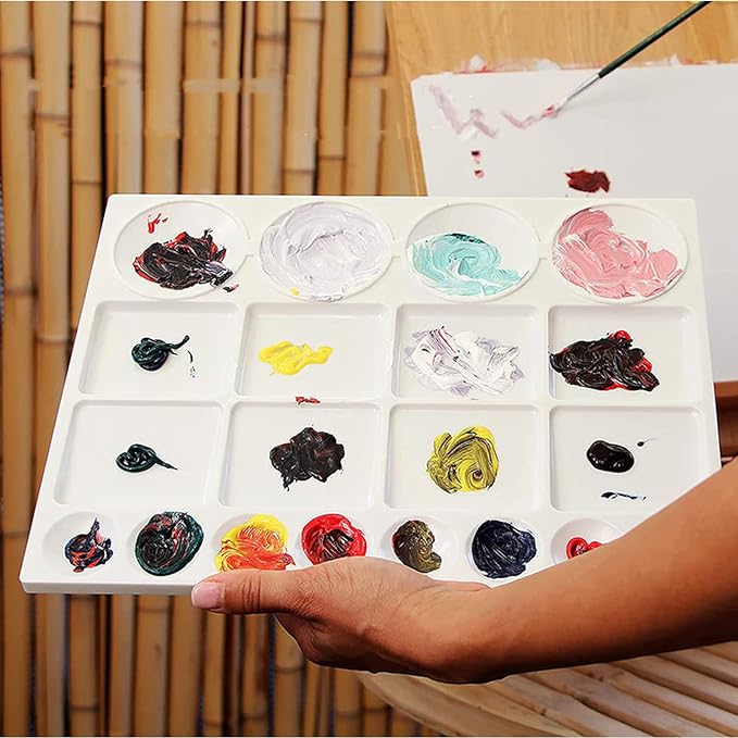 Lyellfe 10 Pack Plastic Palette, 20 Well Sturdy Reusable Paint Palette - Image 5