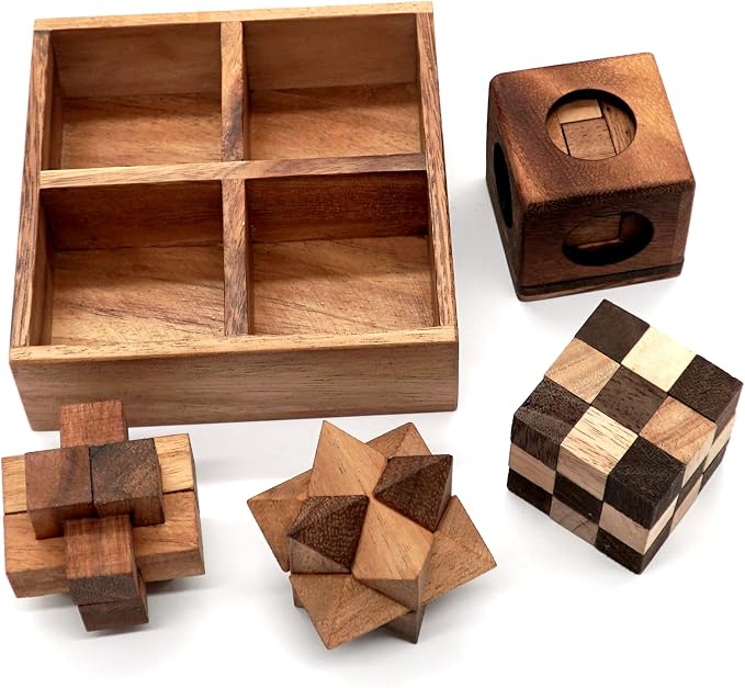 BSIRI 4 in 1 Wooden Brain Teaser Puzzles - Image 2