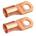 SELTERM 2pcs 4/0 AWG 1/2" Stud Copper Wire Lugs, Ring Terminals, Battery Cable Ends, 0000 Gauge Ring Terminal Connectors, UL Heavy Duty Bare Copper Eyelets Battery Terminal Connectors