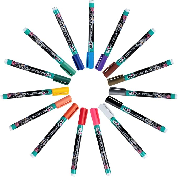 TULIP-33701 Fabric Paint Markers Rainbow 15 Pack, - Image 2