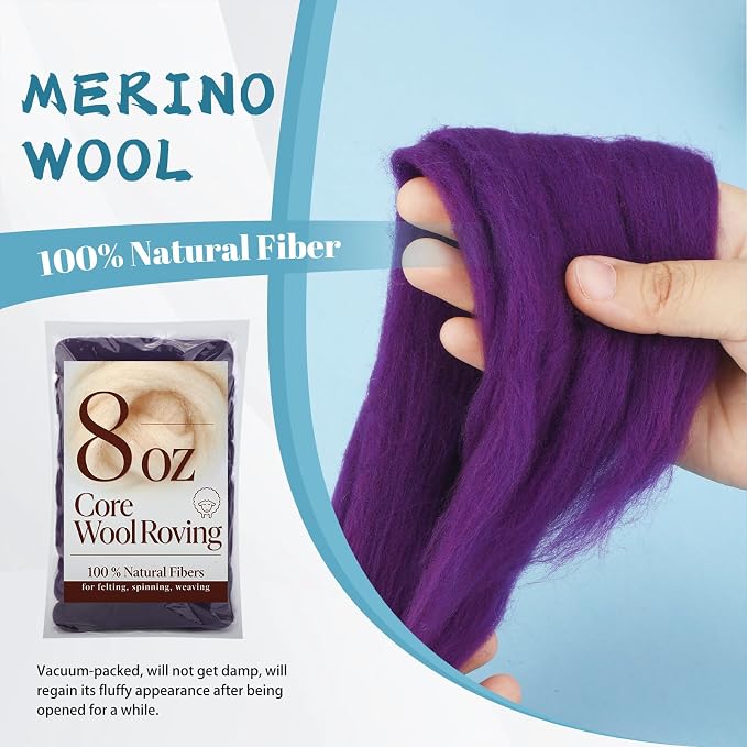 Core Wool for Needle Felting, 8 OZ Merino Wool Roving, Soft Felting Wool for - Image 3