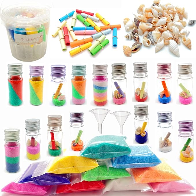 Guaishou DIY Sand Art and Crafts Kit Wishing Bottles Colorful Sands Beach Sea by Guaishou