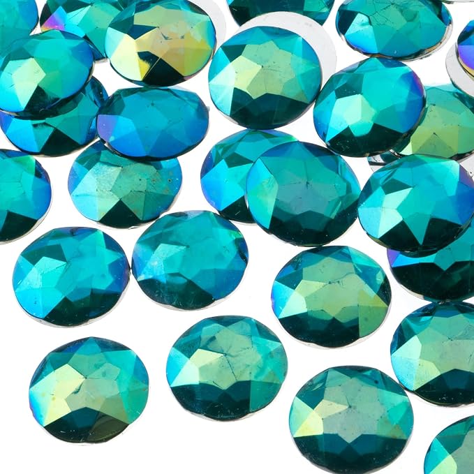 John Bead 200 Pieces 20mm, Turquoise AB, Acrylic Round Flat Back Rhinestones by JohnBead