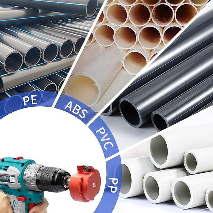2 Wings PVC Pipe Reamer, Plastic PVC Pipe Fitting Saver Kit Fit into Standard 1/2" Drills 1inch Head Socket Saver Tool