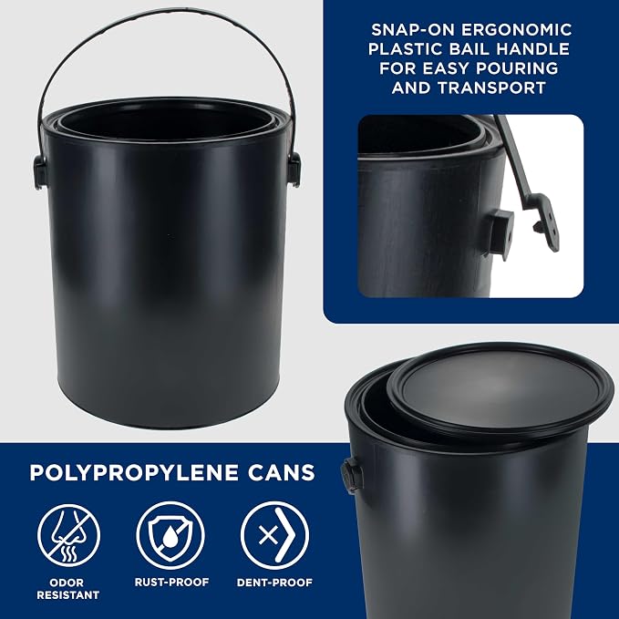 Master Elite 1 Gallon Empty Plastic Paint Can Bucket, 128 fl. oz. All-Plastic - Image 4