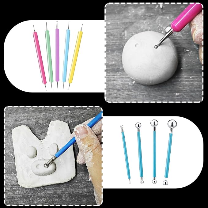 EIGTWEN 100ml Air Dry Clay Glaze and 29pcs Clay Tools Kit, Matte Varnish | - Image 3