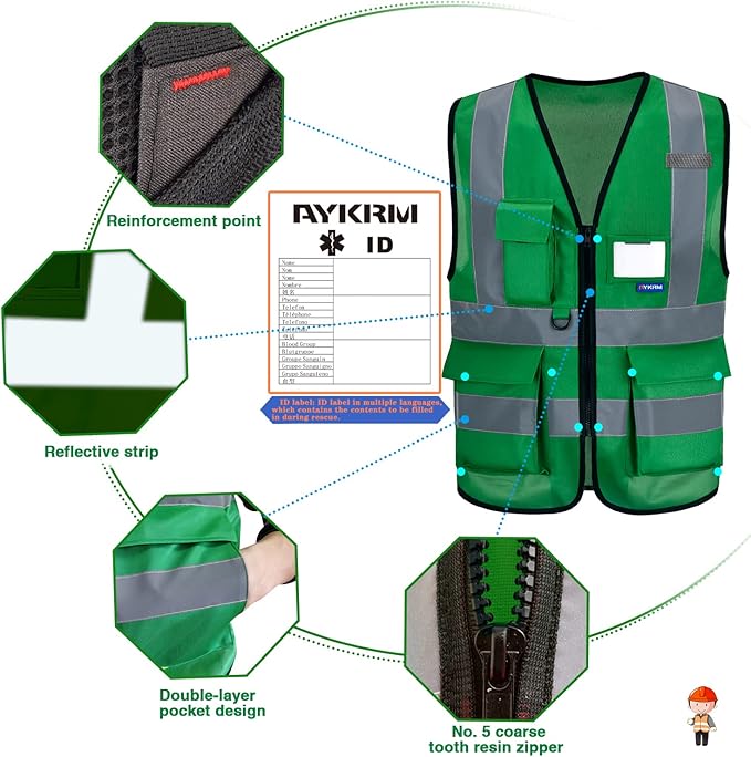 A-SAFETY big and tall green construction vest 4XL 5xl