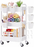 3 Tier Rolling Cart Metal with Wheels, Storage Utility Carts by Aofure