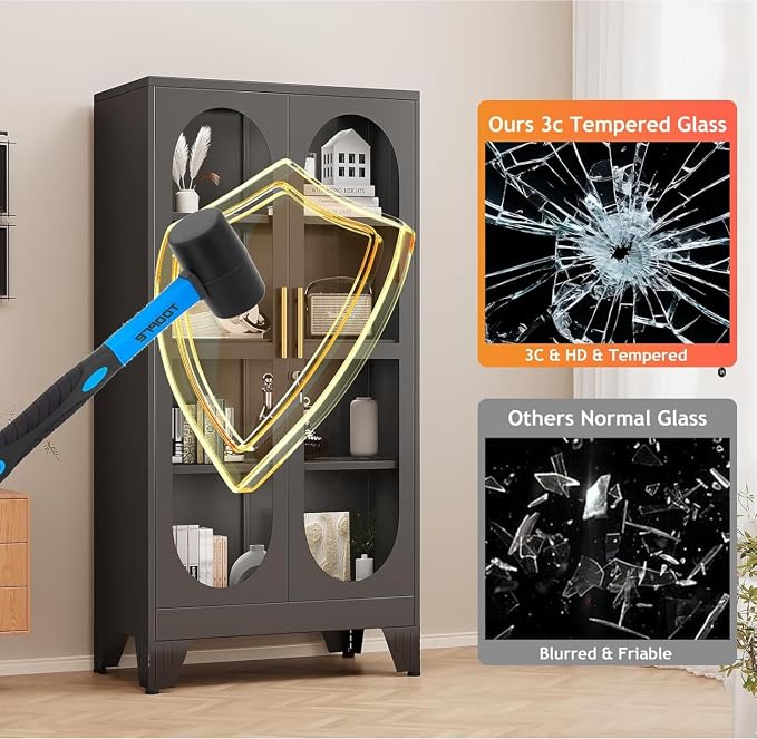 61"H Metal Display Cabinet - Image 5