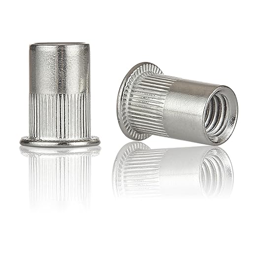 Rivet Nut Installation Tool Set Flat Head Rivnut Threaded Insert Nut Kit SAE & Metric for Metal Heavy Duty Zinc Plated Nutsert (5/16-18(Rivet Nut-30pcs, Stainless))