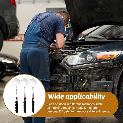 Telescoping Inspection Mirror 6 Pcs Retractable Mirror 28.3 Inch Mechanical Mirrors Long Handle Under Vehicle Detection Mirrors for Car Repair Tool Visual Reflector Contractor Mechanics