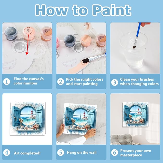 hkejoi Beach Paint by Numbers Kit - Image 7