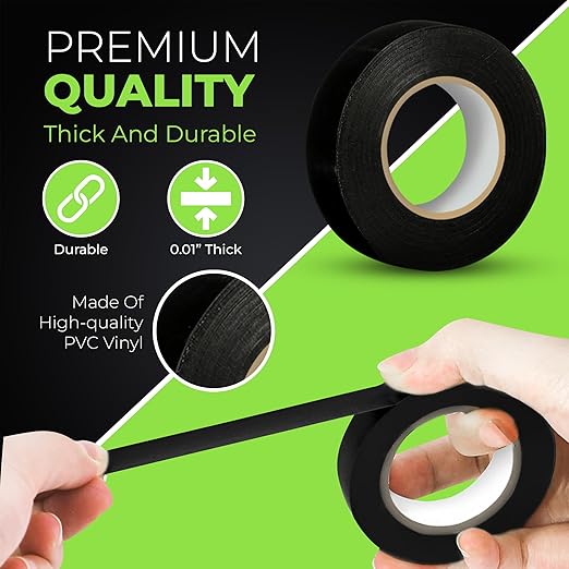 Black Electric Tape, Professional Grade 3/4 inch x 66ft, PVC Electrical Insulating Tape for All Weather, U/L Approved, Waterproof, Home Improvement Electrical Equipment, Pack of 20