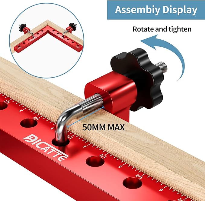 90 Degree Positioning Square Right Angle Clamp 7.1" x 7.1" Aluminum Alloy Woodworking Carpenter Tool,2 Pcs Right Angle Clamps With 4 Clamps,For Picture Frame Box Cabinets Drawers