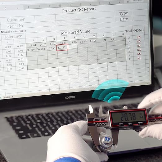 GemRed Digital Caliper 6 Inch/150 mm, Wireless Data Transfer to Excel, Stainless Steel Electronic Micrometer with Large LCD, IP54 Waterproof, Auto-Off, Inch/mm Conversion