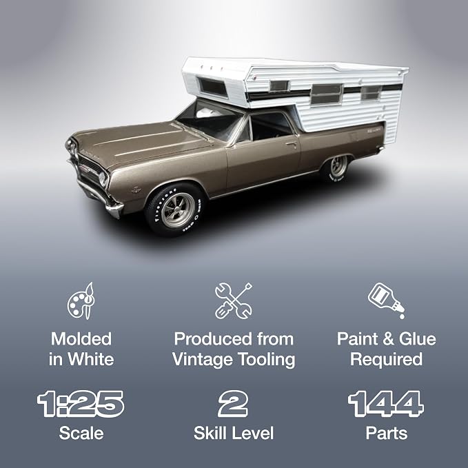 AMT 1965 Chevy El Camino w/Camper 1:25 Scale Model Kit - Image 2