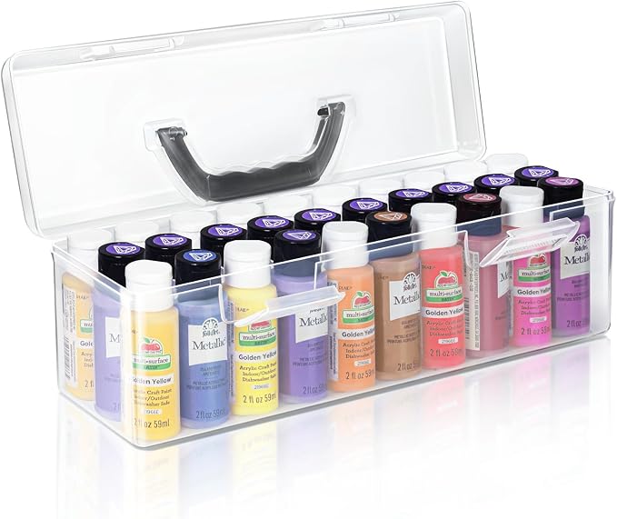 Vowcarol Acrylic Paint Storage Box, 30 Bottles Capacity Acrylic Paint Organizer by Vowcarol
