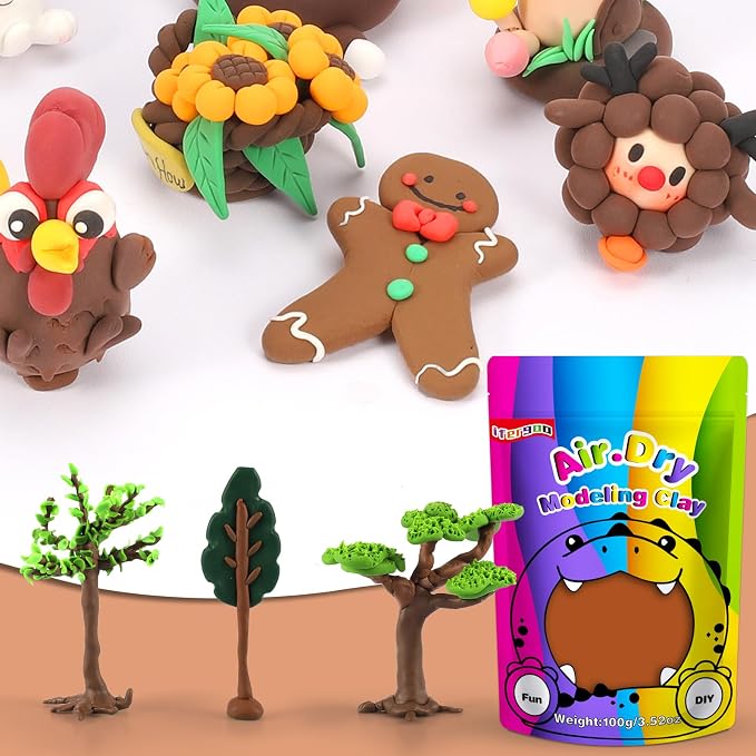 ifergoo Brown Air Dry Clay, DIY Creative Modeling Clay - Image 4