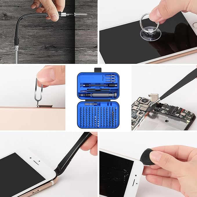 Precision Screwdriver Set, SOONAN 150 in 1 Electronics Tool Kit with 120 Bits Magnetic Screwdriver Set & 30-bit Tool Set Handy Repair Tool for Computer Phone Watch Camera Laptop, Blue