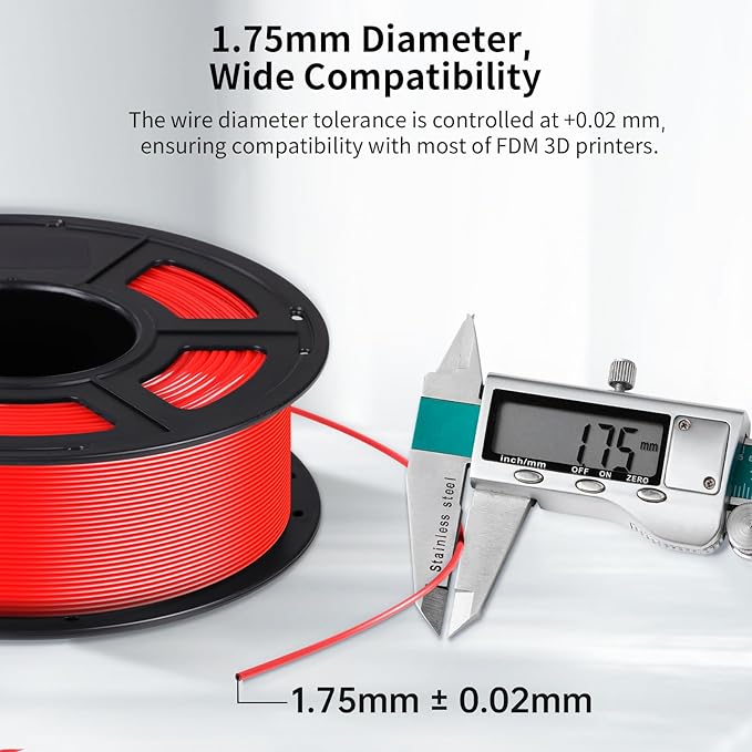 ANYCUBIC PETG Filament 1.75mm, 3D Printer Filament, Dimensional Accuracy +/- 0.02mm, Exceptional Toughness, Print with Most FDM 3D Printers, 1KG Spool, Red