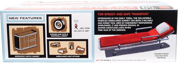 AMT 1959 Cadillac Ambulance w/Gurney 1:25 Scale Model Kit - Image 2