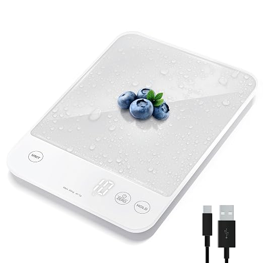Etekcity 22lb Food Kitchen Scale, USB Rechargeable, IPX6 Waterproof | Digital by Etekcity