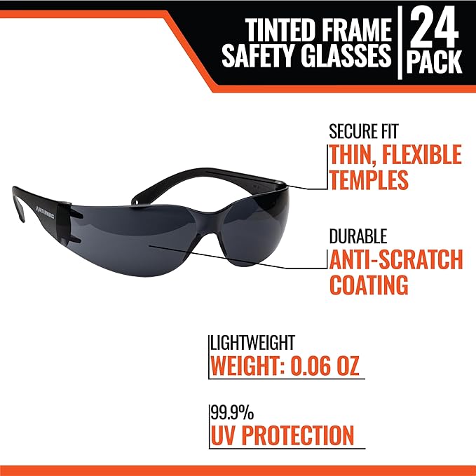 Malta Dynamics Safety Glasses – ANSI Z87+ Rated UV Eye Protection Glasses for Construction, Manufacturing, Scratch-Resistant