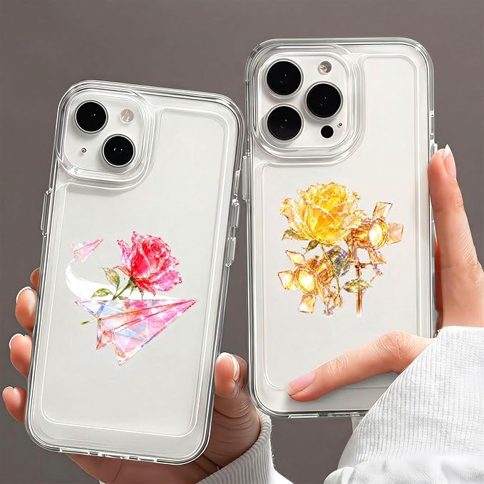 50Pcs Clear Crystal Rose Aesthetic Stickers - Image 6