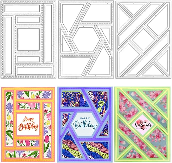 3 PCS Rectangular Die Cuts for Card Making, AFUNTA Frame Scrapbook Metal by AFUNTA