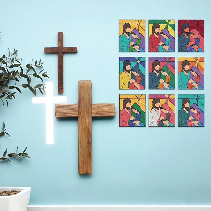 Remerry 16 Pcs DIY Nativity Suncatcher Vbs Faux Stained Glass Faith Based - Image 7