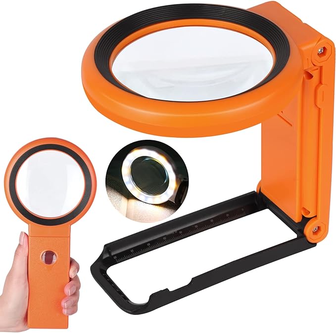 Magnifying Glass with Light and Stand, Foldable Handheld Magnifying Glass 18 by KIBTOY